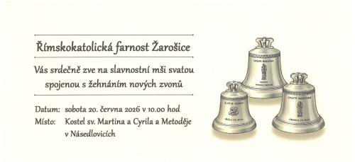 POZVÁNKA - ŽEHNÁNÍ ZVONŮ V OBCI NÁSEDLOVICE