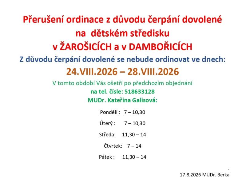 Čerpání dovolené na dětském středisku Žarošice a Dambořice