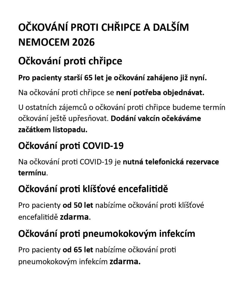 NABÍDKA OČKOVÁNÍ